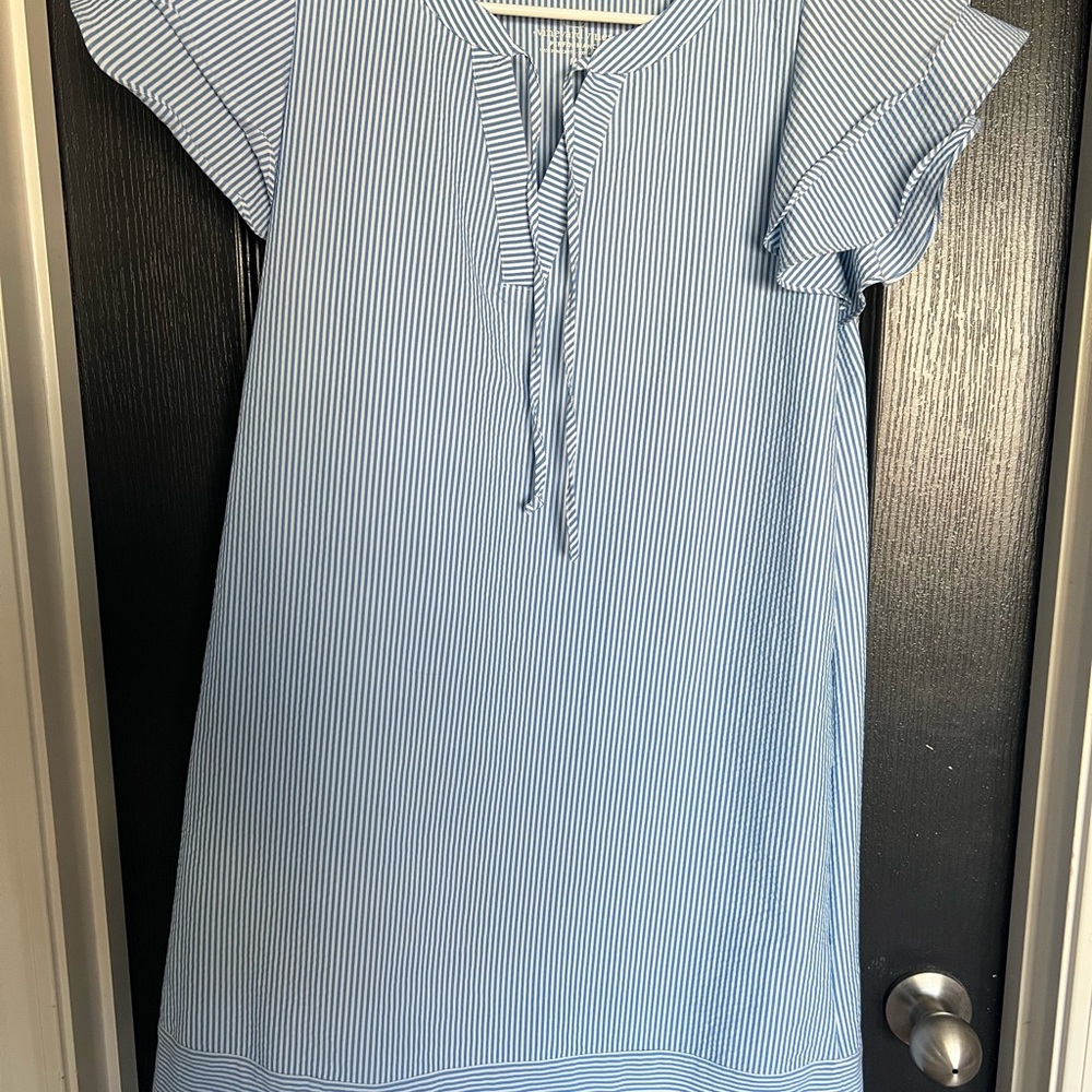 Blue and White Striped Dress